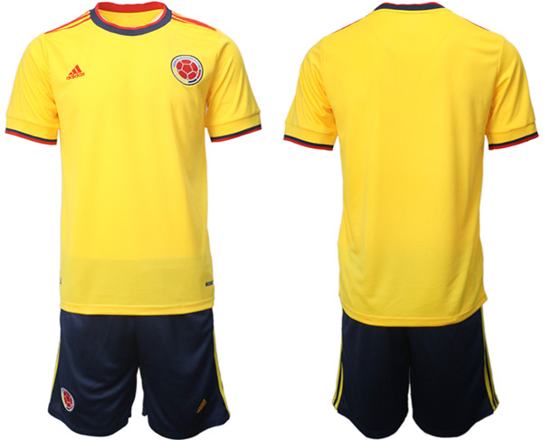 Men's Yellow Colombia Blank Home Soccer Jersey Suit